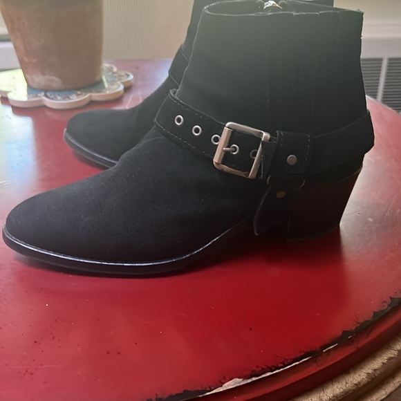 All Saints boot made in Portugal black suede strap with buckles adjustable - Picture 3 of 7